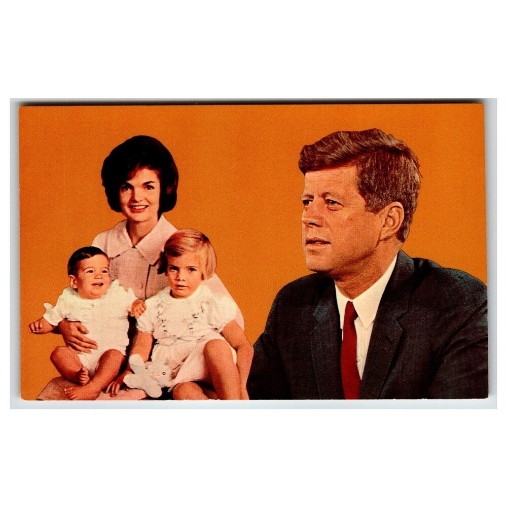 JFK Family Postcard Jacqueline Kennedy Caroline John Jr. Mirro-Krome Washington